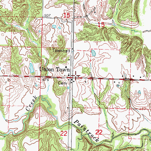 Topographic Map of Union School (historical), IL