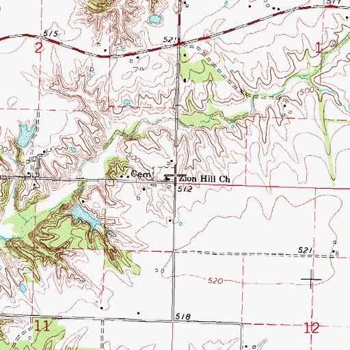 Topographic Map of Zion Hill School (historical), IL