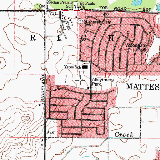 Topographic Map of Alleymong Park, IL