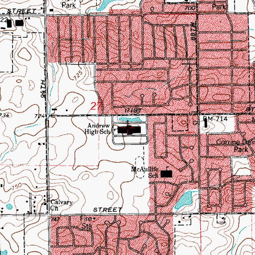 Topographic Map of Victor J Andrew High School, IL