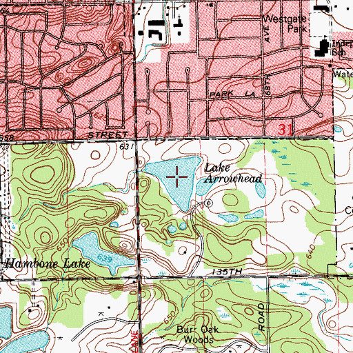 Topographic Map of Lake Arrowhead, IL