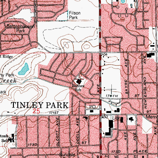 Topographic Map of John A Bannes Elementary School, IL