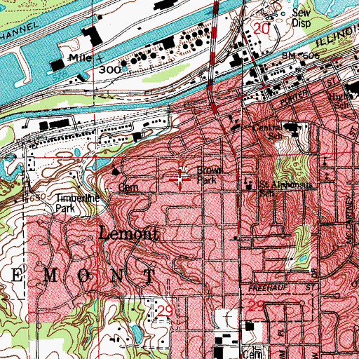 Topographic Map of Brown Park, IL