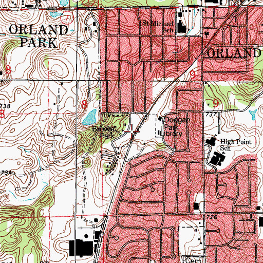 Topographic Map of Brown Park, IL