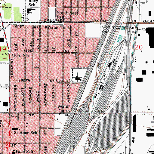Topographic Map of Bunche School, IL