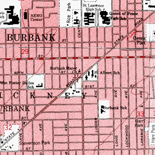 Topographic Map of Burbank Manor Presbyterian Church, IL