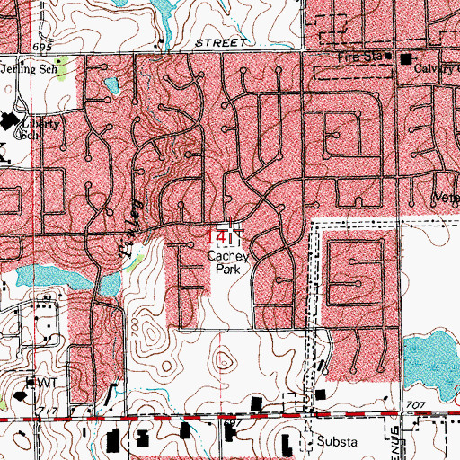 Topographic Map of Cachey Park, IL