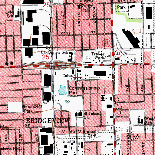 Topographic Map of Calvary Church, IL