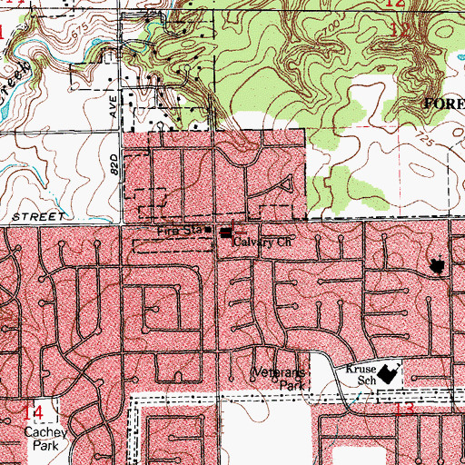 Topographic Map of Calvary Reformed Church, IL