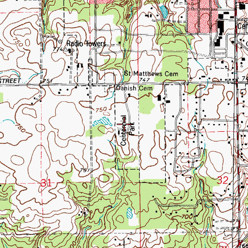 Topographic Map of Centennial Park, IL