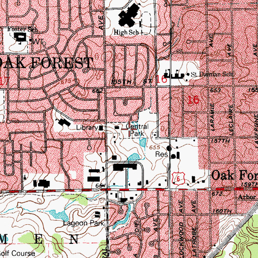 Topographic Map of Central Park, IL