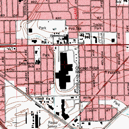 Topographic Map of Chicago Ridge Mall, IL