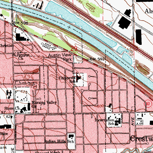 Topographic Map of Chippewa Elementary School, IL
