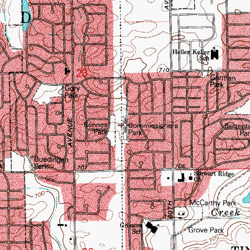 Topographic Map of Commissioners Park, IL