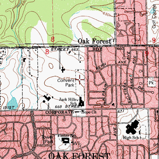 Topographic Map of Convent Park, IL