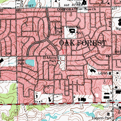 Topographic Map of El Morro Park, IL