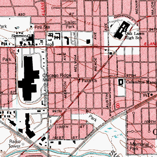 Topographic Map of Faith Lutheran Church, IL