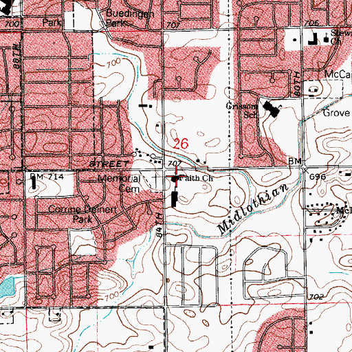 Topographic Map of Faith Christian Reformed Church, IL