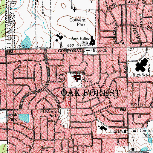 Topographic Map of L R Foster Elementary School, IL