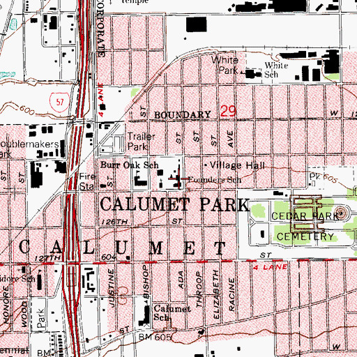 Topographic Map of Founders School, IL