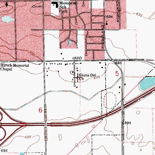 Topographic Map of Gloria Dei Evangelical Lutheran Church, IL