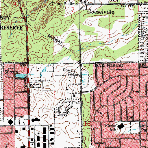 Topographic Map of Grace Fellowship Church, IL