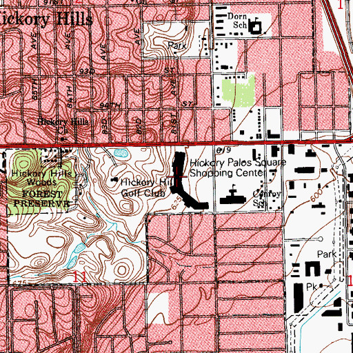 Topographic Map of Hickory Palos Square Shopping Center, IL