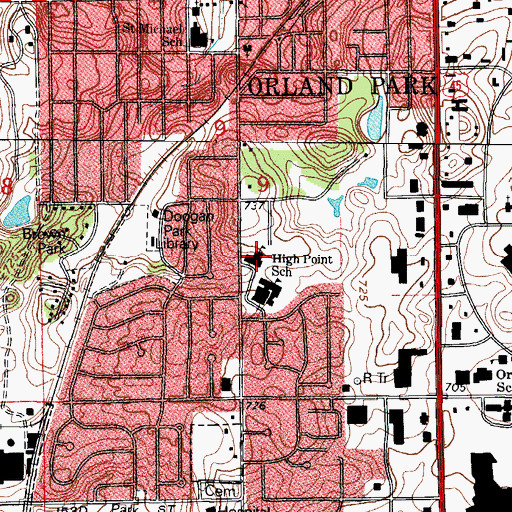 Topographic Map of High Point Elementary School, IL