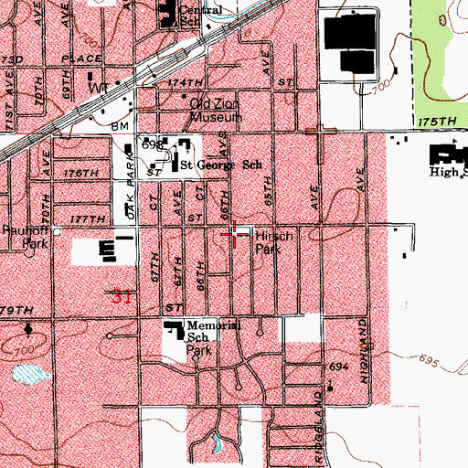 Topographic Map of Hirsch Park, IL