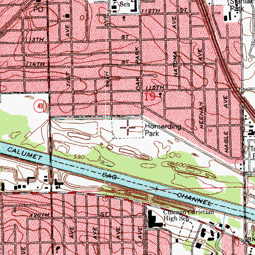 Topographic Map of Homerding Park, IL