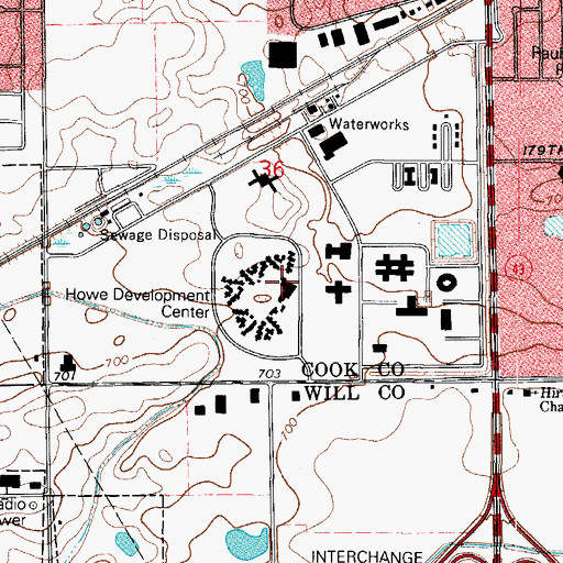 Topographic Map of Howe Development Center, IL