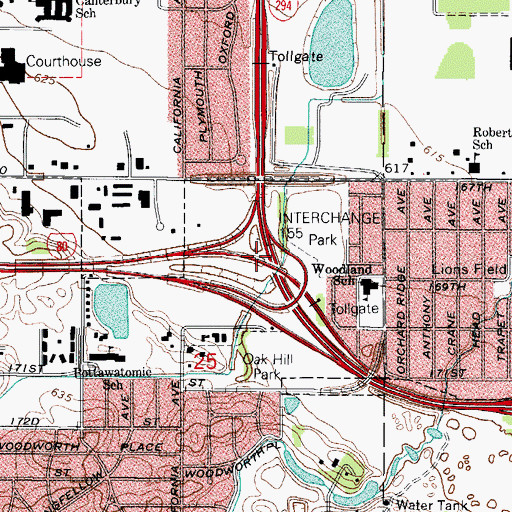Topographic Map of Interchange 155, IL