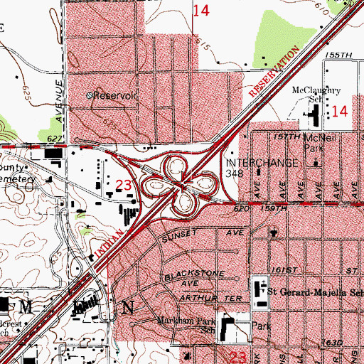 Topographic Map of Interchange 348, IL