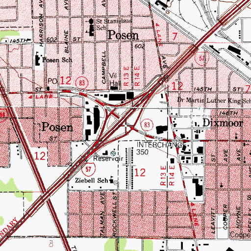 Topographic Map of Interchange 350, IL