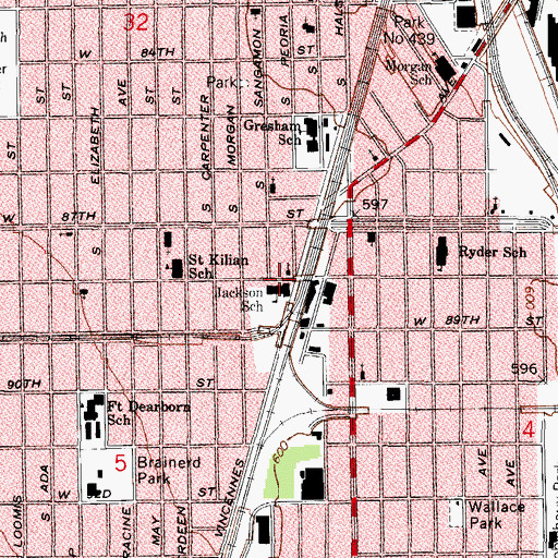 Topographic Map of Jackson School, IL