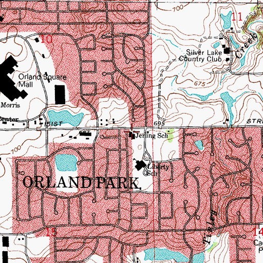 Topographic Map of Jerling Junior High School, IL