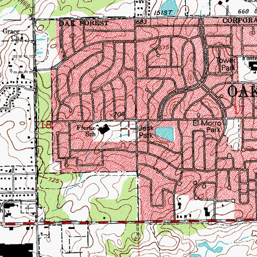 Topographic Map of Jesk Park, IL