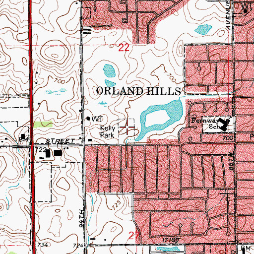 Topographic Map of Kelly Park, IL