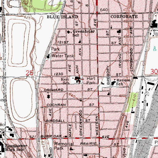Topographic Map of Everett F Kerr Intermediate School, IL