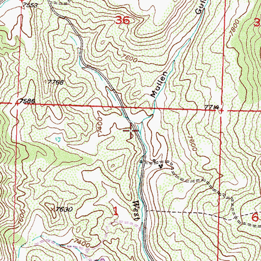 Topographic Map of Mullen Gulch, CO