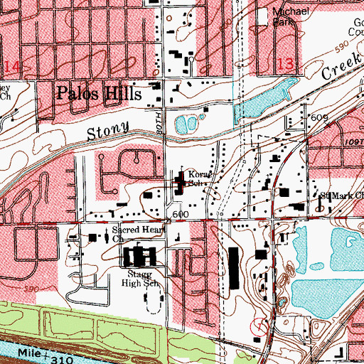 Topographic Map of Korae School, IL