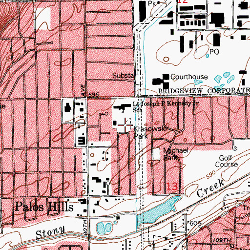 Topographic Map of Krasowski Park, IL