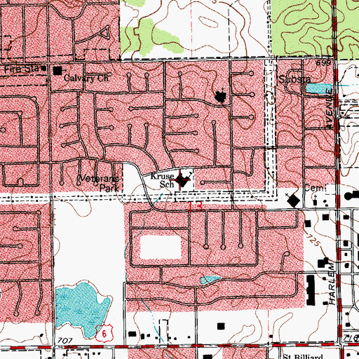 Topographic Map of Arnold W Kruse Education Center, IL