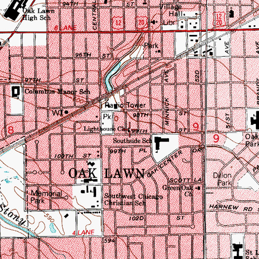 Topographic Map of Lighthouse Church, IL