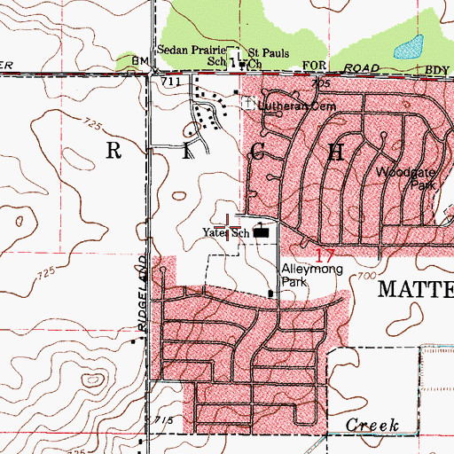 Topographic Map of Lutheran Cemetery, IL