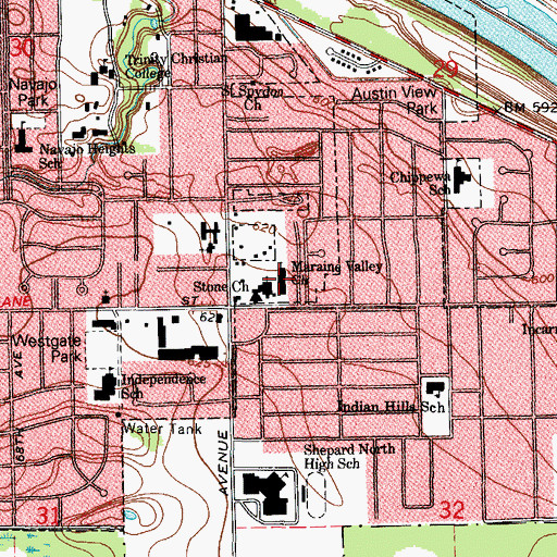 Topographic Map of Moraine Valley Baptist Church, IL