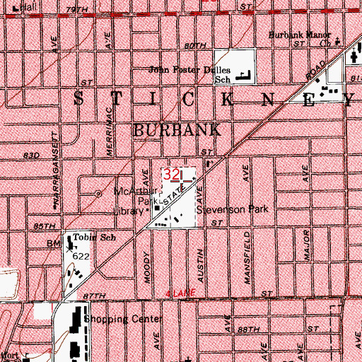 Topographic Map of McArthur Park, IL