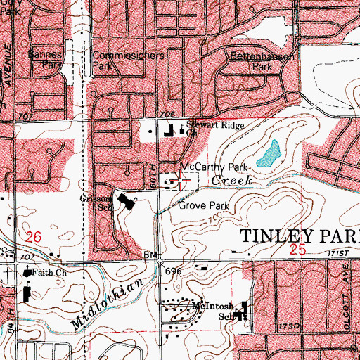 Topographic Map of McCarthy Park, IL