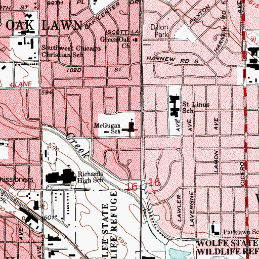 Topographic Map of McGugan School, IL