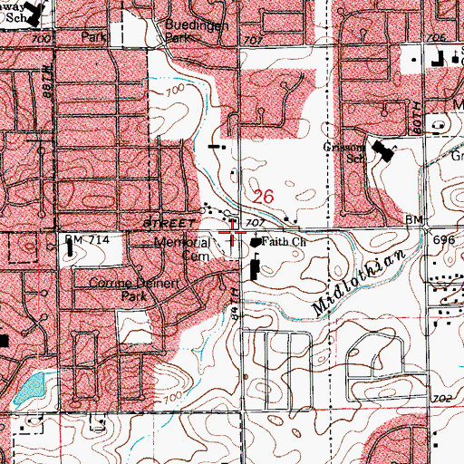 Topographic Map of German Methodist Cemetery, IL